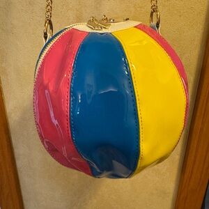 Betsey Johnson Patent Colorblock Round Crossbody - Pink Blue Yellow